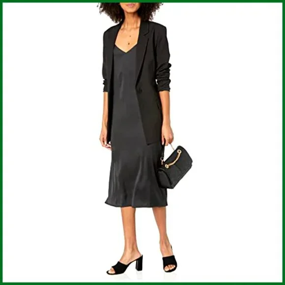 Silky Slip Dress Adjustable Straps Midi Length Lightweight Body Skimming Fit - Picture 4 of 7